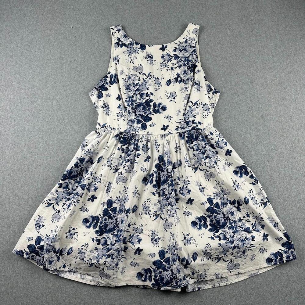 Emerald Sundae Dress Blue White Floral Womens 13 Mini Tea Cup Rockabilly Puff